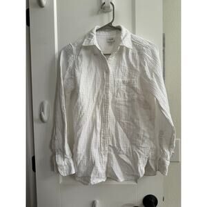 J. Crew White 100% Cotton Gauze Button Front Shirt Womens Sz XXS IMPERFECT